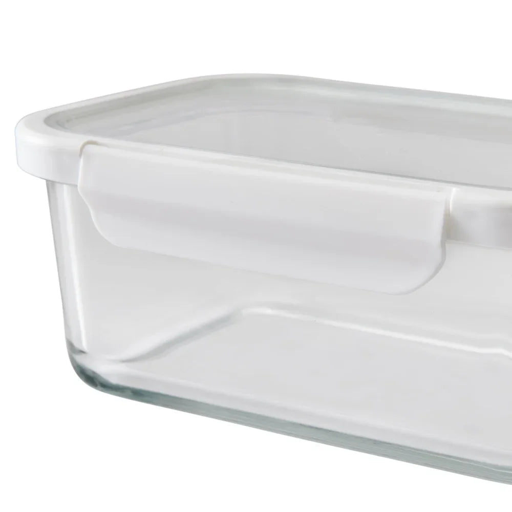 4PC Rectangle Glass Containers Airtight Lid Microwave Freezer Dishwasher Safe Food Storage
