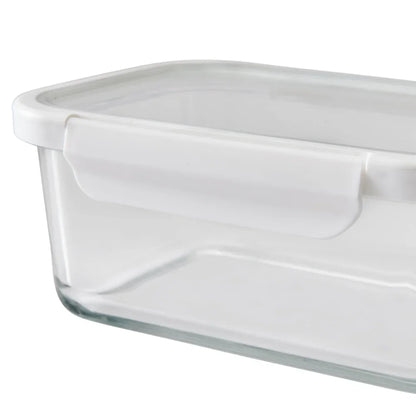 4PC Rectangle Glass Containers Airtight Lid Microwave Freezer Dishwasher Safe Food Storage