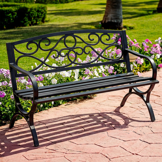 50" Metal Garden Bench (2-Person)