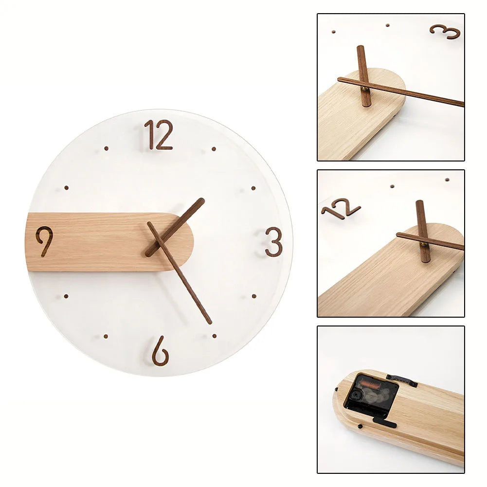 Nordic Silent Walnut Wall Clock 12"