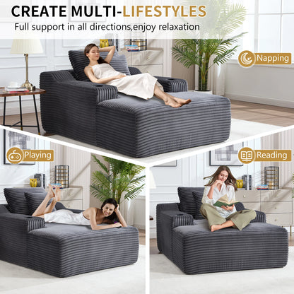 67" Corduroy Indoor Chaise Lounge Chair