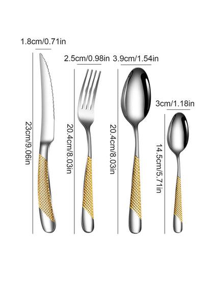 24 PCS Stainless Steel Knife & Fork Set