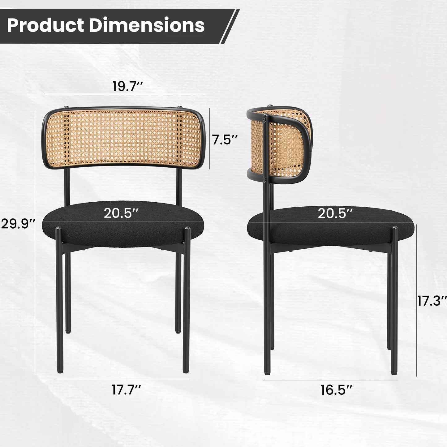 Rattan Back Dining Chairs Set of 4