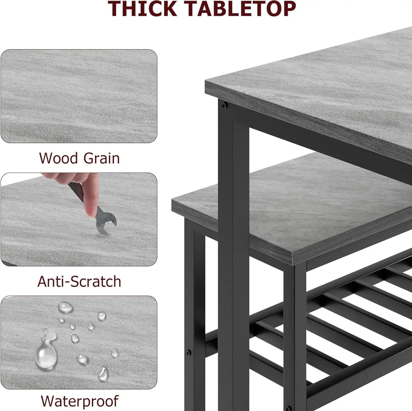 Modern Dining Table Set for 4 with Bench