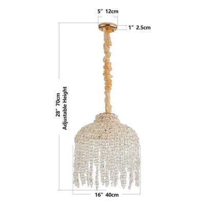 Crystal Waterfall Chandelier – 5 Light Gold Pendant (16”)