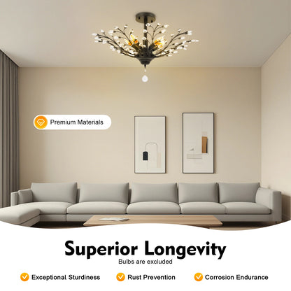 Black Crystal Branch Ceiling Light