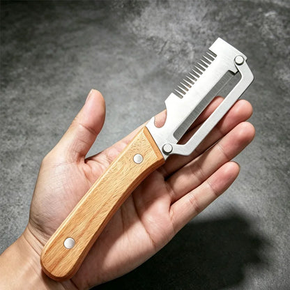 Vegetable Peeler with Wooden Handle for Peeling and Slicing
