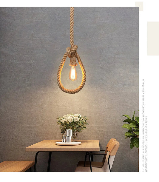 Retro Industrial Rope Pendant Light