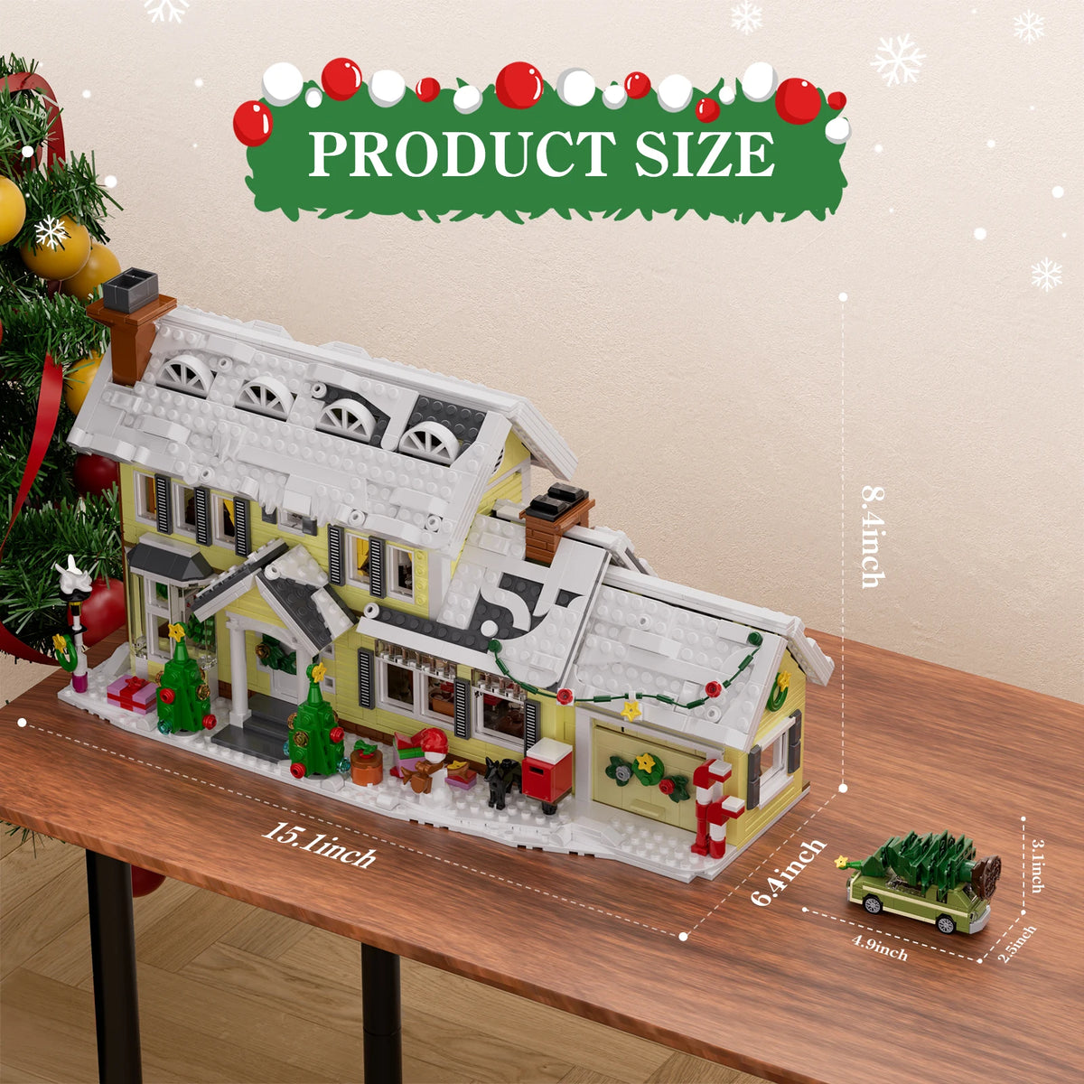 Christmas Holiday House Building Set Clark's Car,Gifts for Boys, Girls(1484pcs)