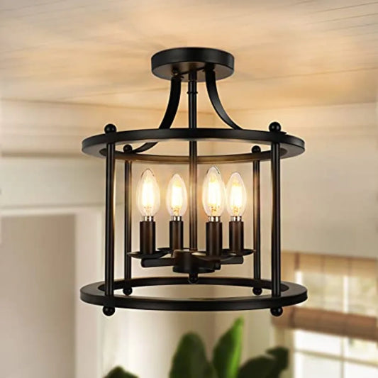Farmhouse Semi Flush Mount Ceiling Light Fixture,