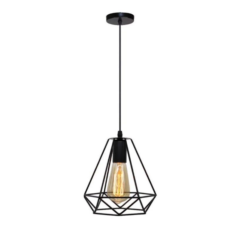 Vintage Wrought Iron Frame Pendant Light – Industrial Ceiling Chandelier for Restaurant & Home