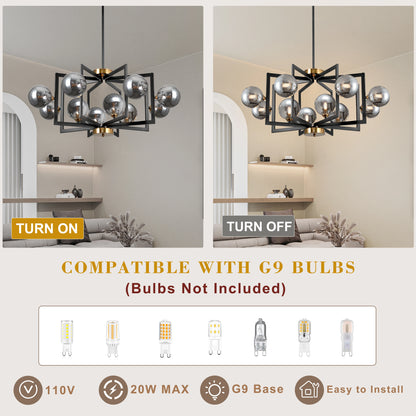 Modern Bubble Chandelier Black Glass Globe Decer