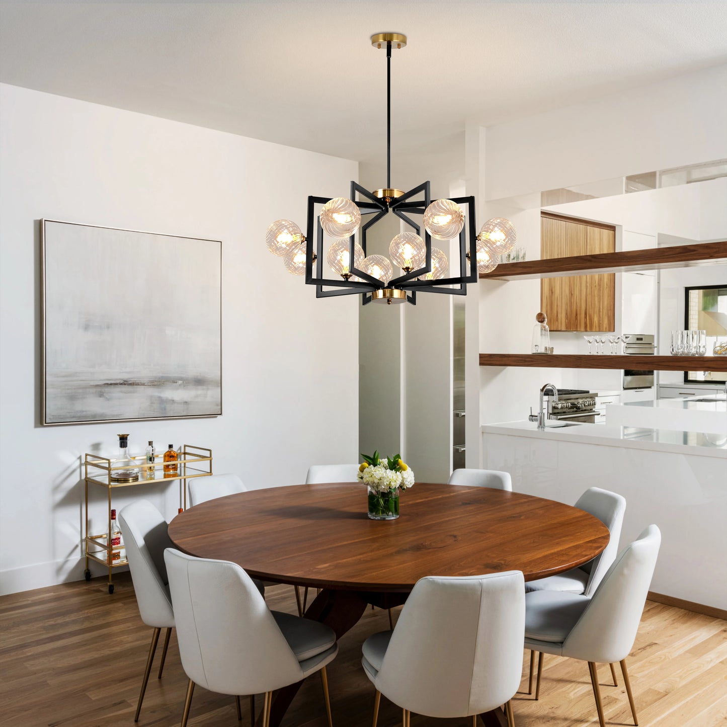 Dimmable Bubble Chandelier Black Glass