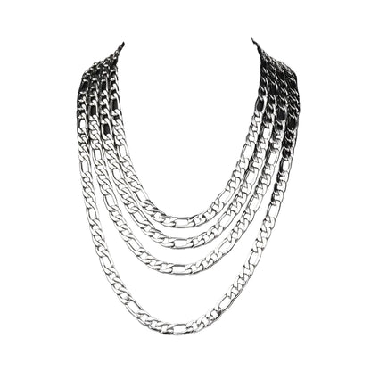 Silver Stainless Steel Figaro Chain for Men