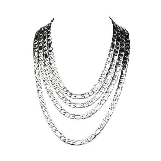 Silver Stainless Steel Figaro Chain for Men