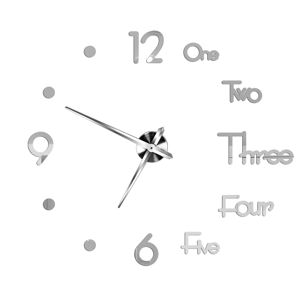 3D DIY Acrylic Mirror Wall Clock