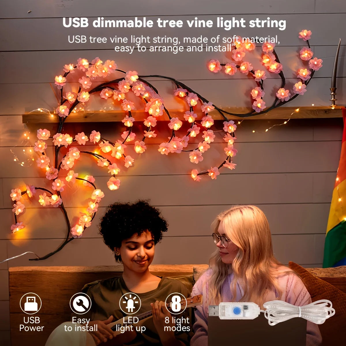 Cherry Blossom USB Branch Wall Lights