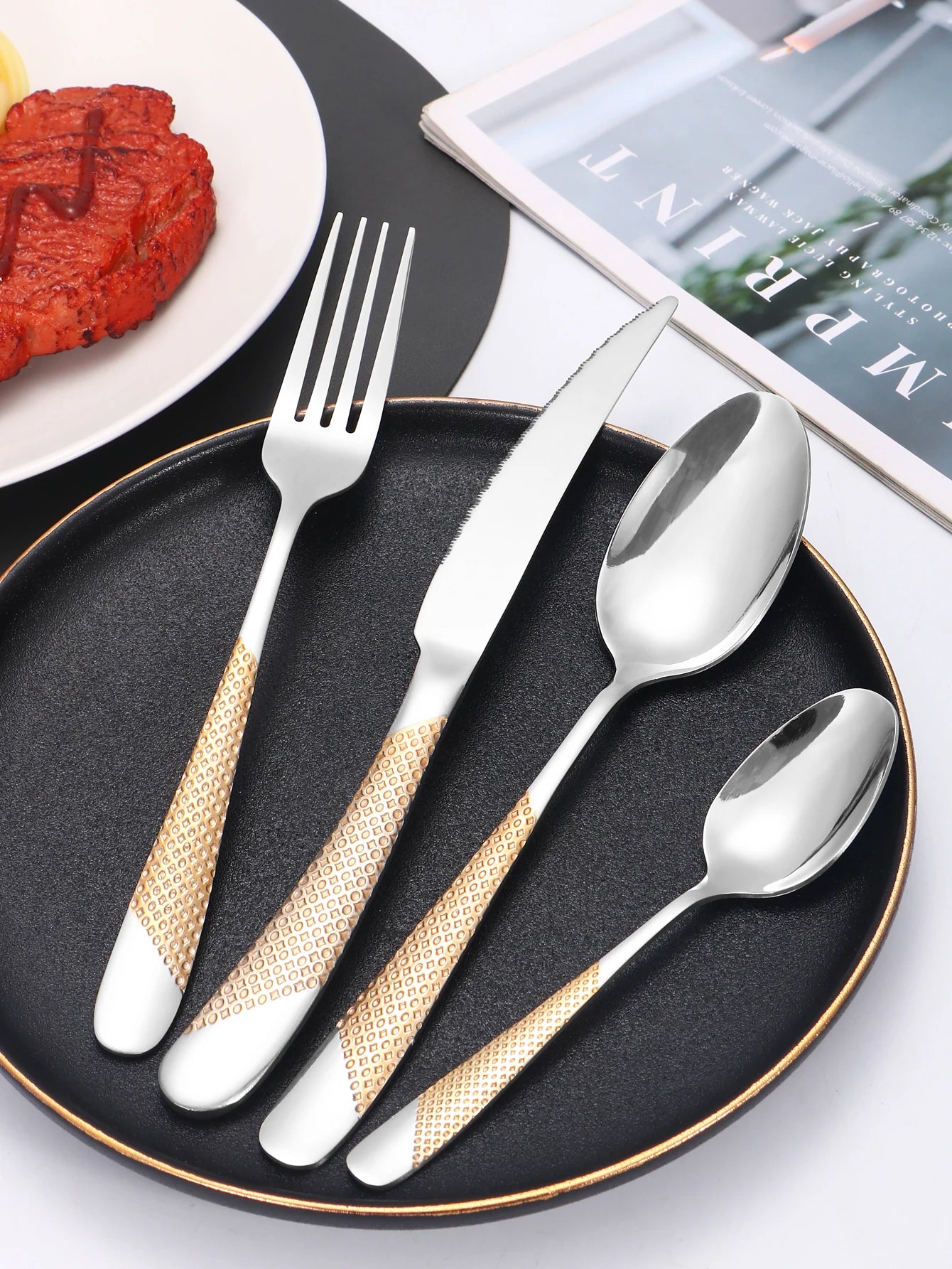 24 PCS Stainless Steel Knife & Fork Set