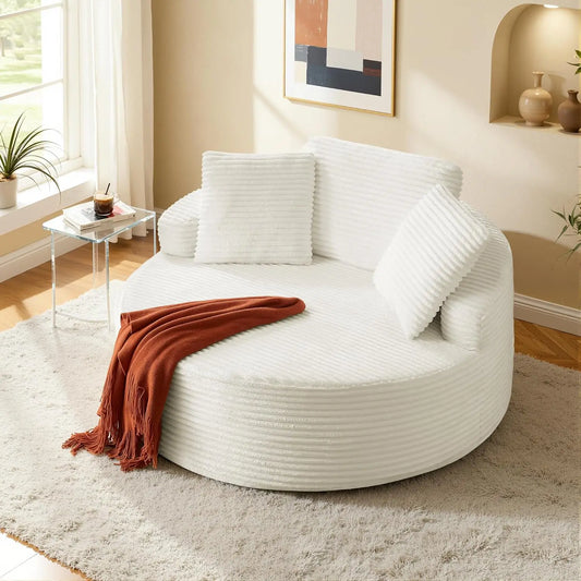 Oversized Cloud Lounge Chair – Round Corduroy Sofa