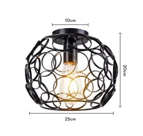 Vintage Wrought Iron Frame Pendant Light – Industrial Ceiling Chandelier for Restaurant & Home
