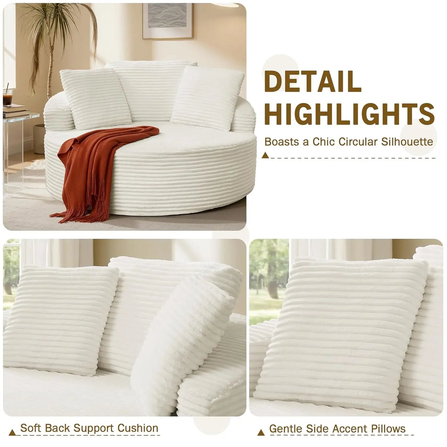 Oversized Cloud Lounge Chair – Round Corduroy Sofa