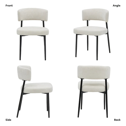 Set of 4 Round Fabric Dining Chairs with Metal Legs