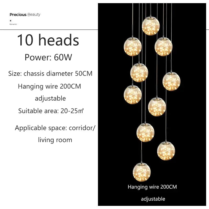Nordic Glass Ball LED Pendant Light