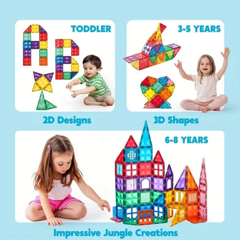 JOYFY Magnetic Building Tiles Set with Vehicle Construction Blocks