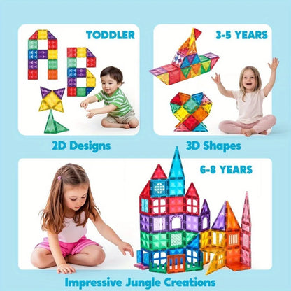 JOYFY Magnetic Building Tiles Set with Vehicle Construction Blocks