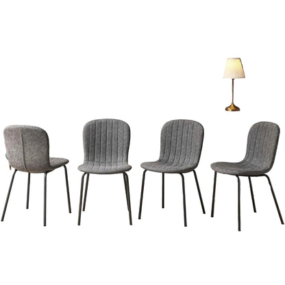 Set of 4 PU Leather Dining Chairs with Metal Legs