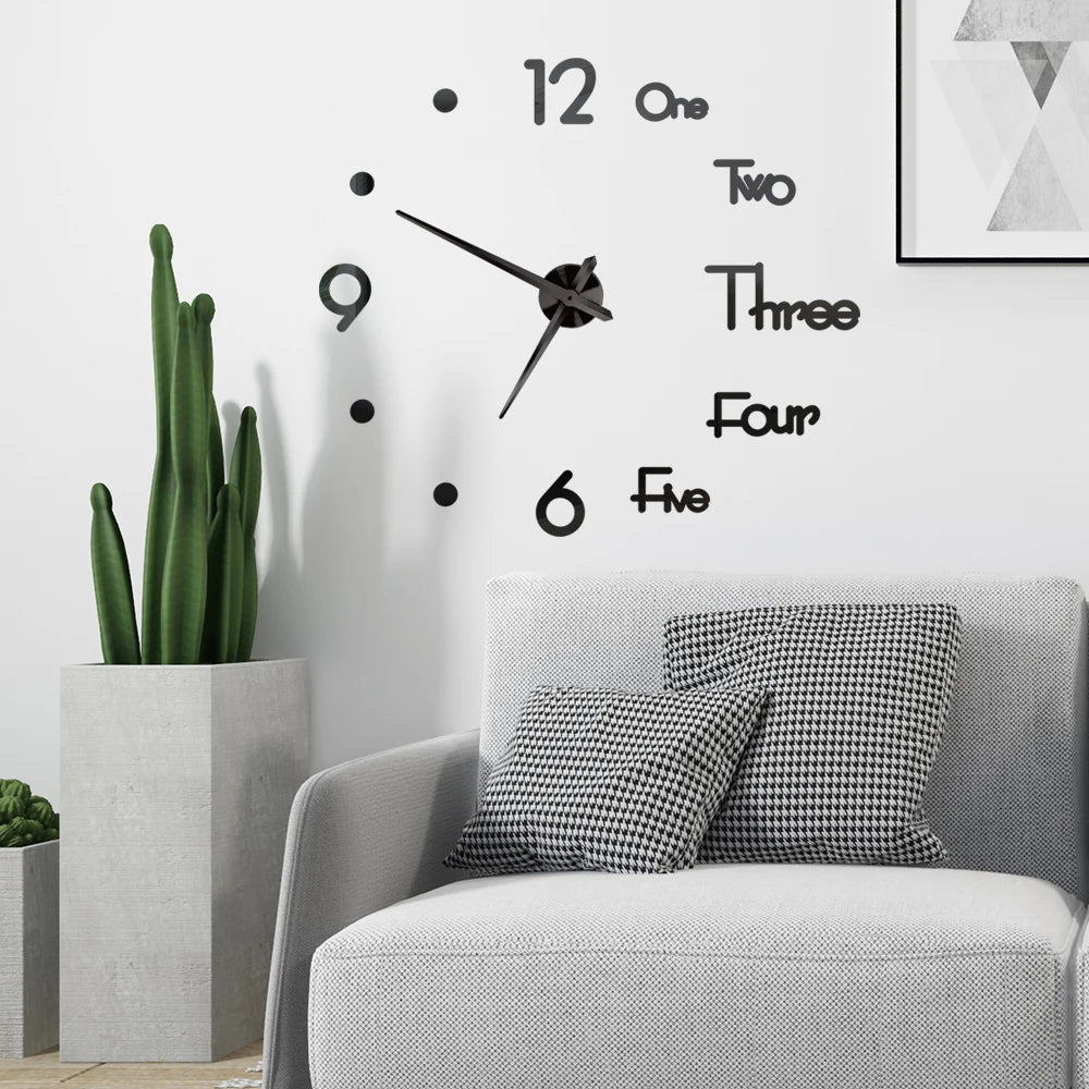 3D DIY Acrylic Mirror Wall Clock