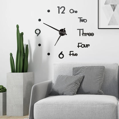 3D DIY Acrylic Mirror Wall Clock