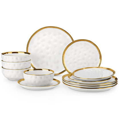 LOVECASA Gold Rim Dish Set