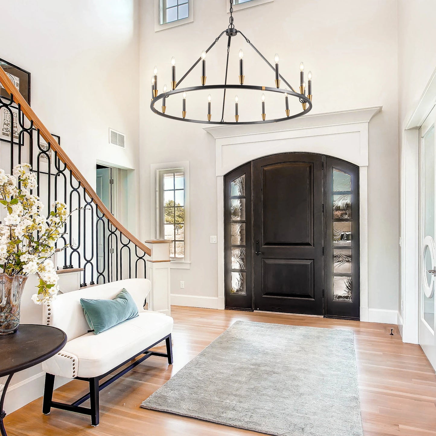 15-Light Wagon Wheel Chandelier – Farmhouse Dining & Foyer Light