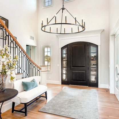 15-Light Wagon Wheel Chandelier – Farmhouse Dining & Foyer Light