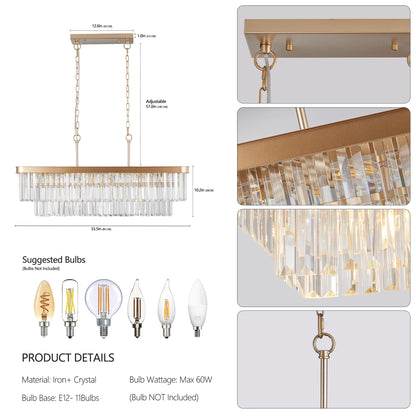 33.5" Industrial Crystal Chandelier