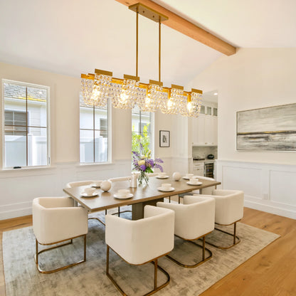 5-Light Gold Crystal Chandelier – Luxury LED Ceiling Light