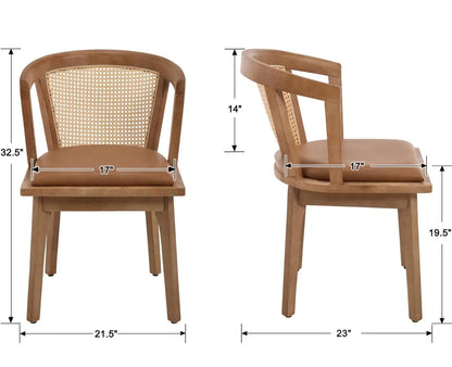 Rattan Mid-Century Dining Chairs (Set of 2)