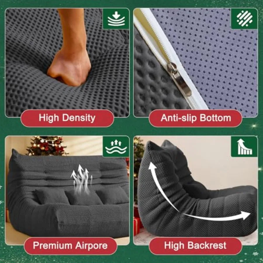 Large Bean Bag Chair with Memory Foam & Pillows