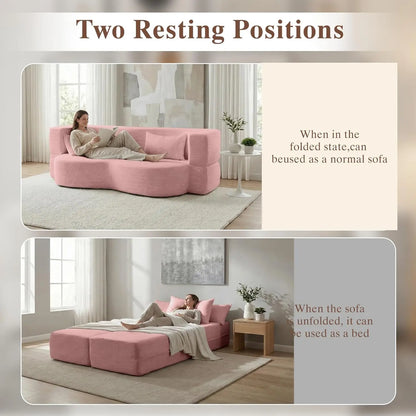 2-in-1 Teddy Fabric Floor Sofa Bed