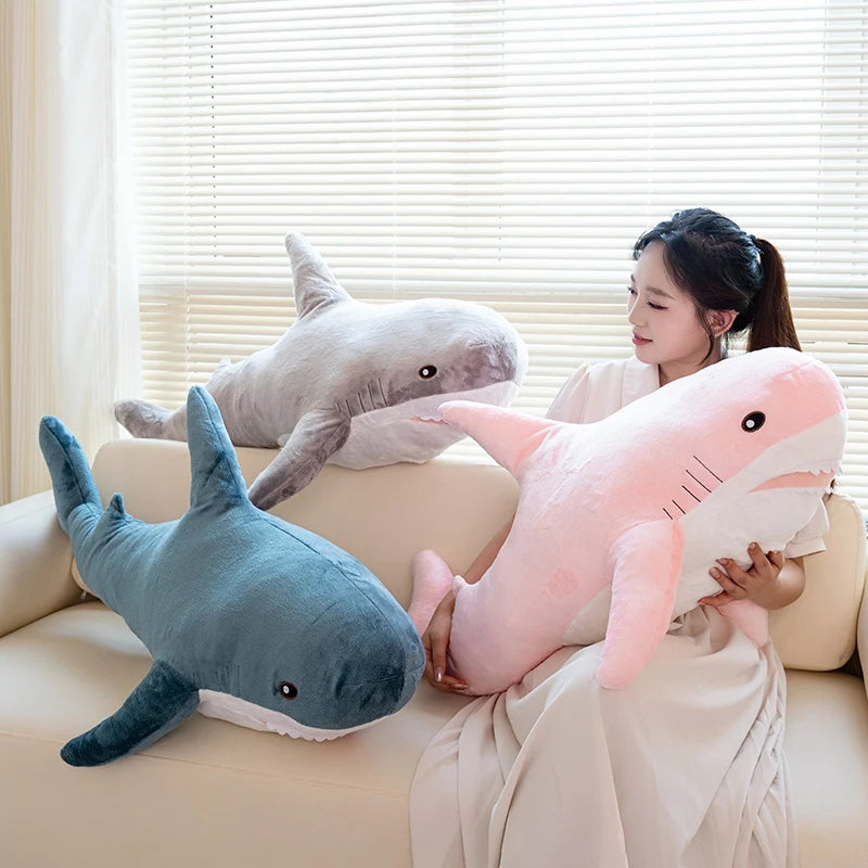 140CM Big Soft Simulation Cute Shark Plush Toys Kawaii Stuffed Kids Children Boys Girls Lovely Animal Pillow for Birthday Gifts