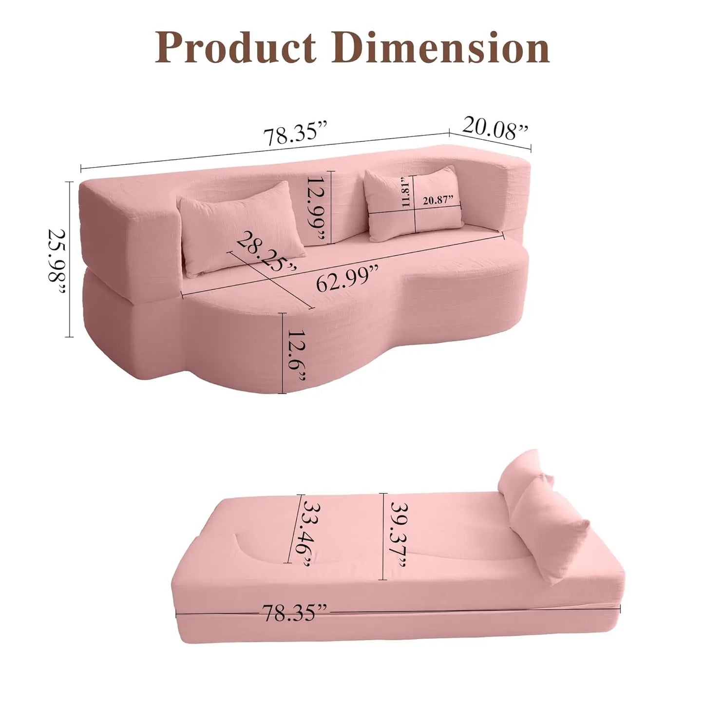 2-in-1 Teddy Fabric Floor Sofa Bed