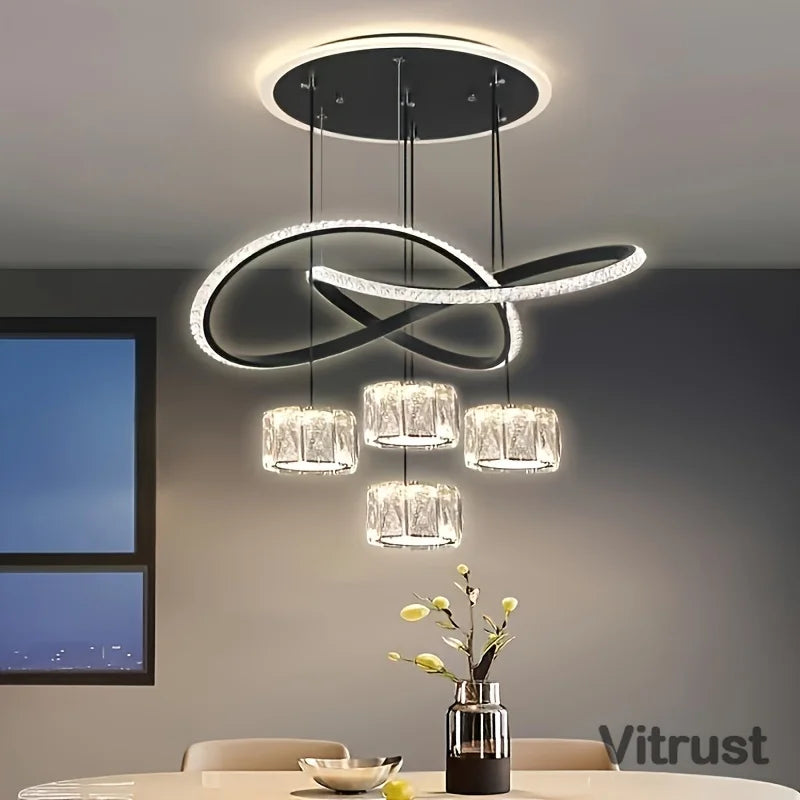 Crystal Pendant Lamp Oil-Rubbed Metal Finish