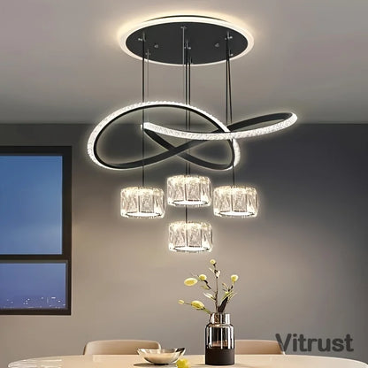 Crystal Pendant Lamp Oil-Rubbed Metal Finish