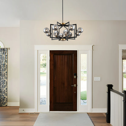 Modern Bubble Chandelier Black Glass Globe Decer