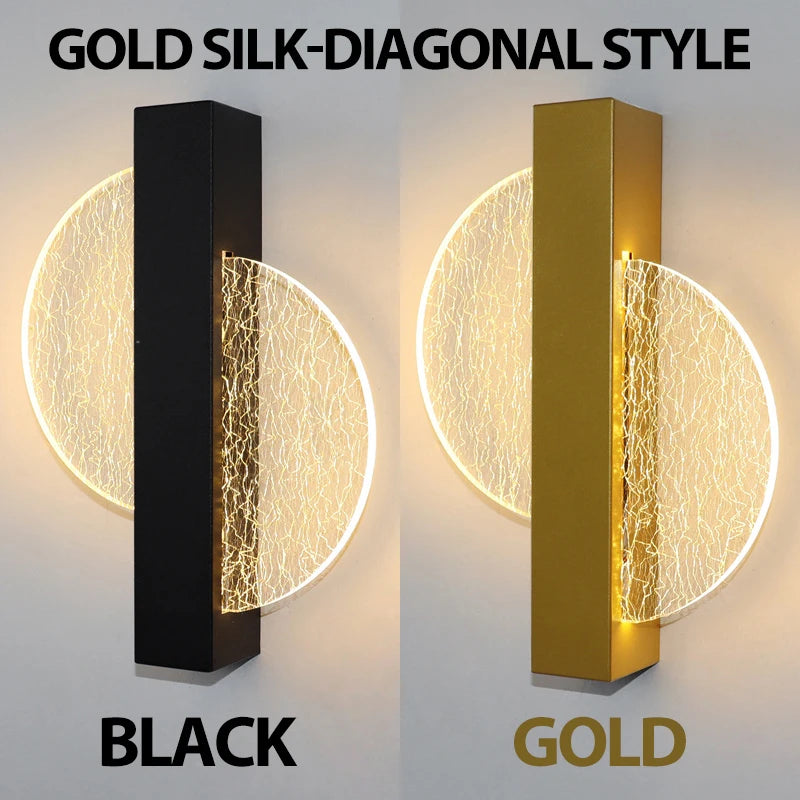 Luxury Acrylic Gold Foil LED Wall Sconce – 10W