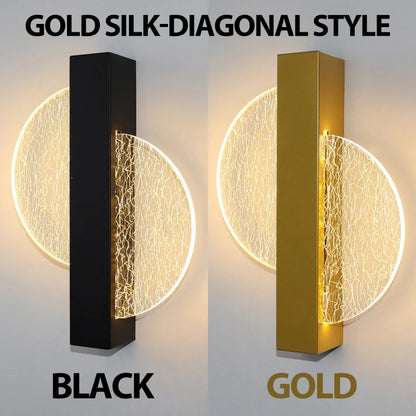 Luxury Acrylic Gold Foil LED Wall Sconce – 10W
