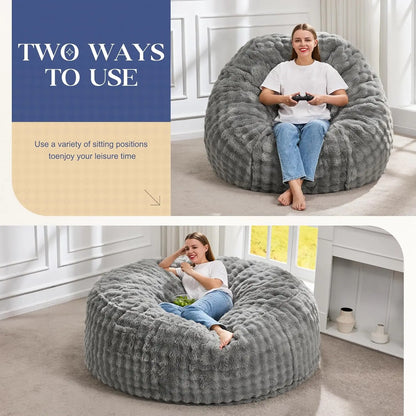 5FT Giant Memory Foam Bean Bag Chair – Grey