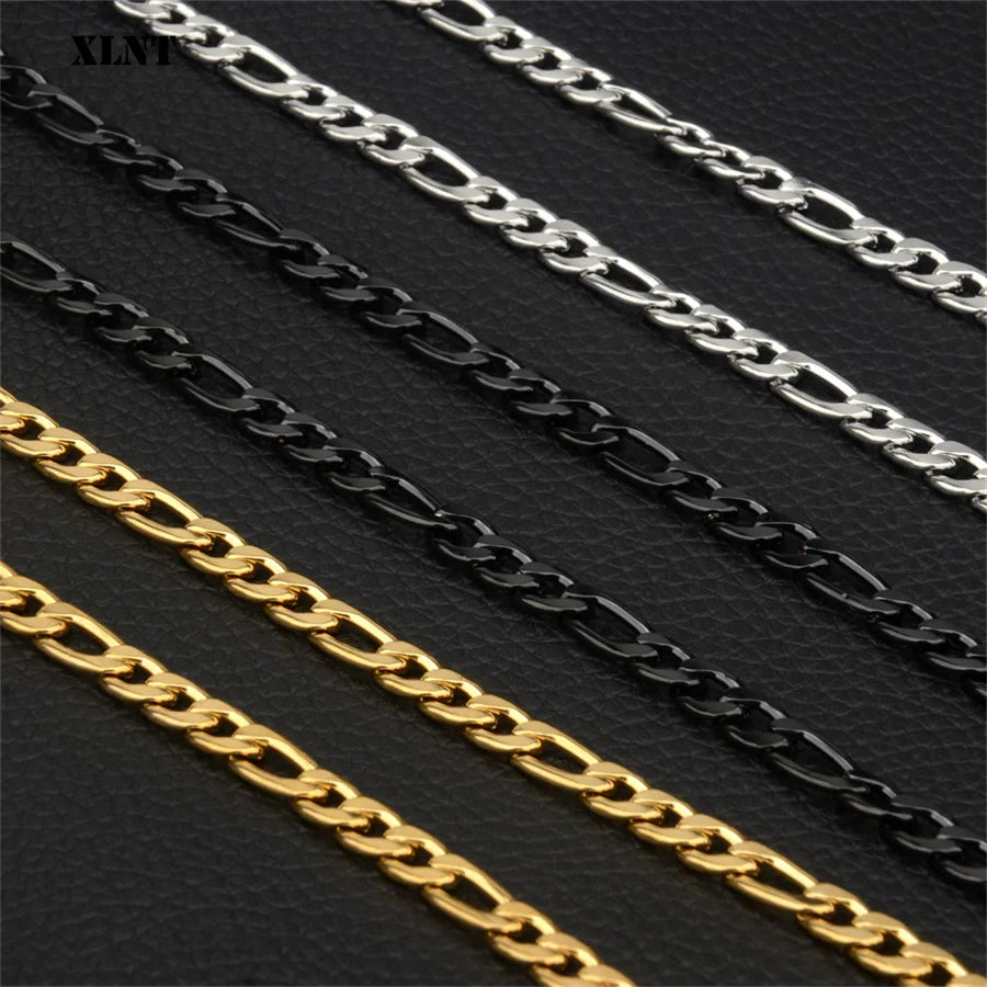 Silver Stainless Steel Figaro Chain for Men