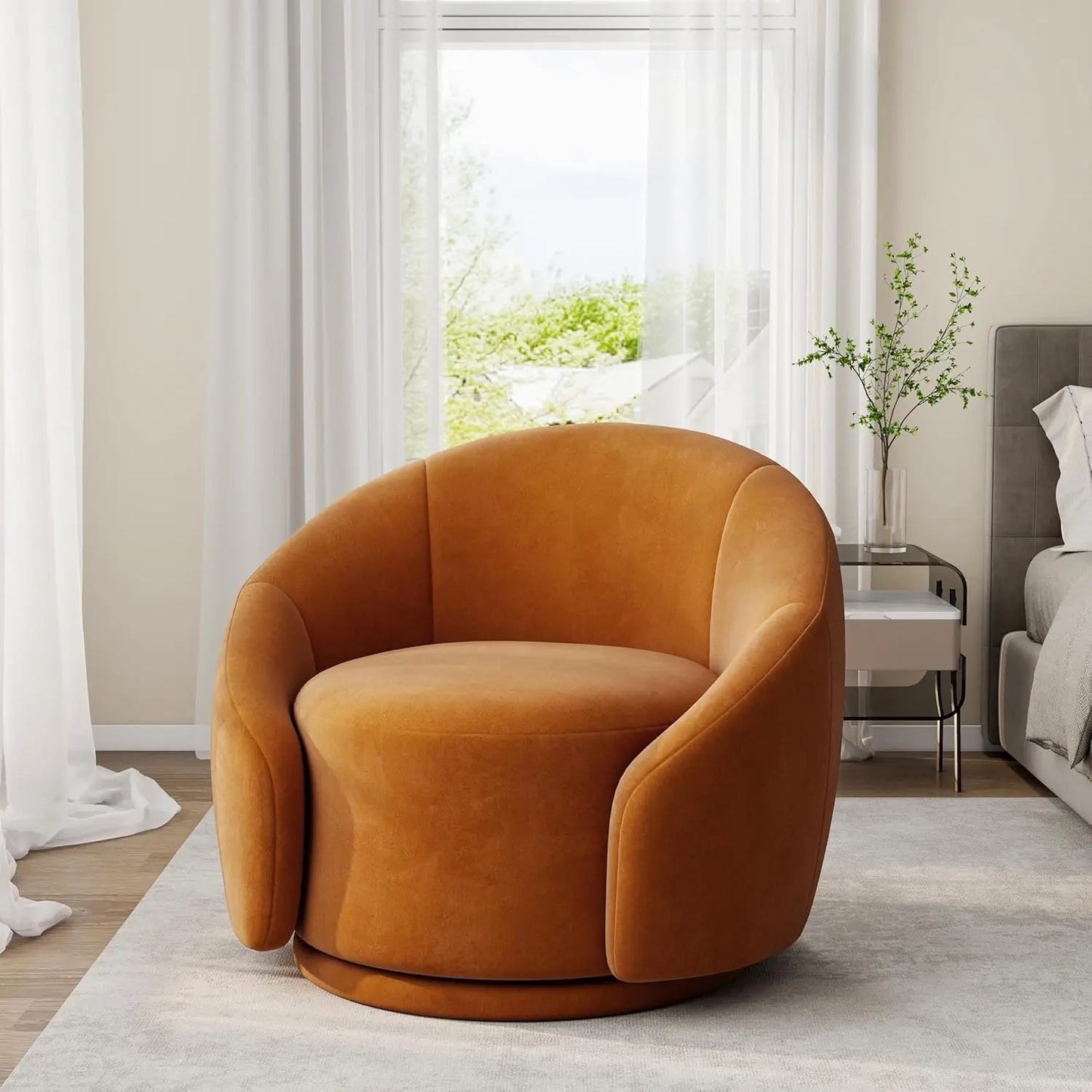 Small Swivel Barrel Accent Chair – No Assembly
